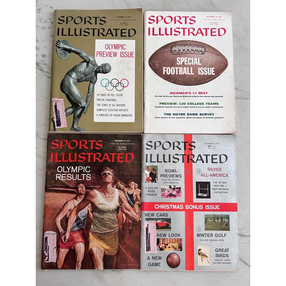 4 Vintage 1956 Sports Illustrated Magazines Olympics NFL Football Special Issues